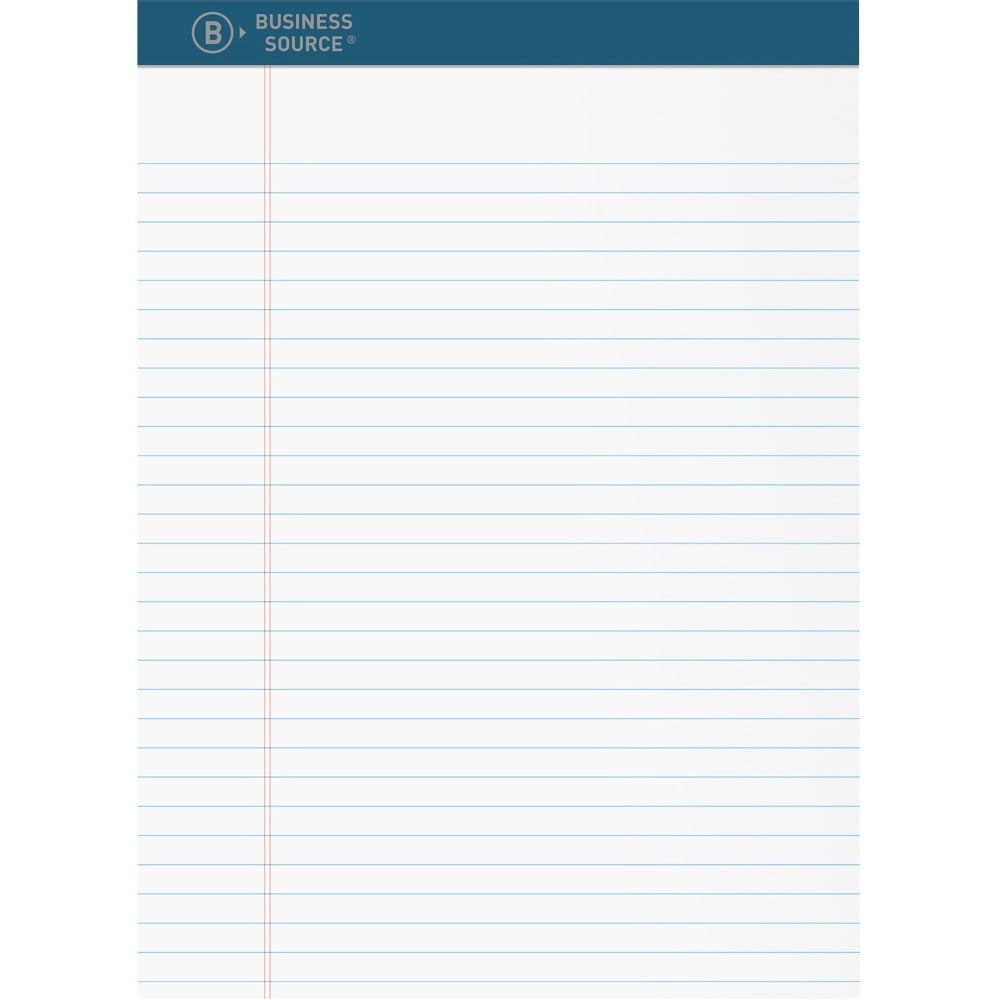 Business Source Premium Writing Pad - 2.50in x 8.5in x 11.8in - White Paper - Tear Proof, Sturdy Back, Bleed-free - 1 Dozen (Min Order Qty 2) MPN:03107