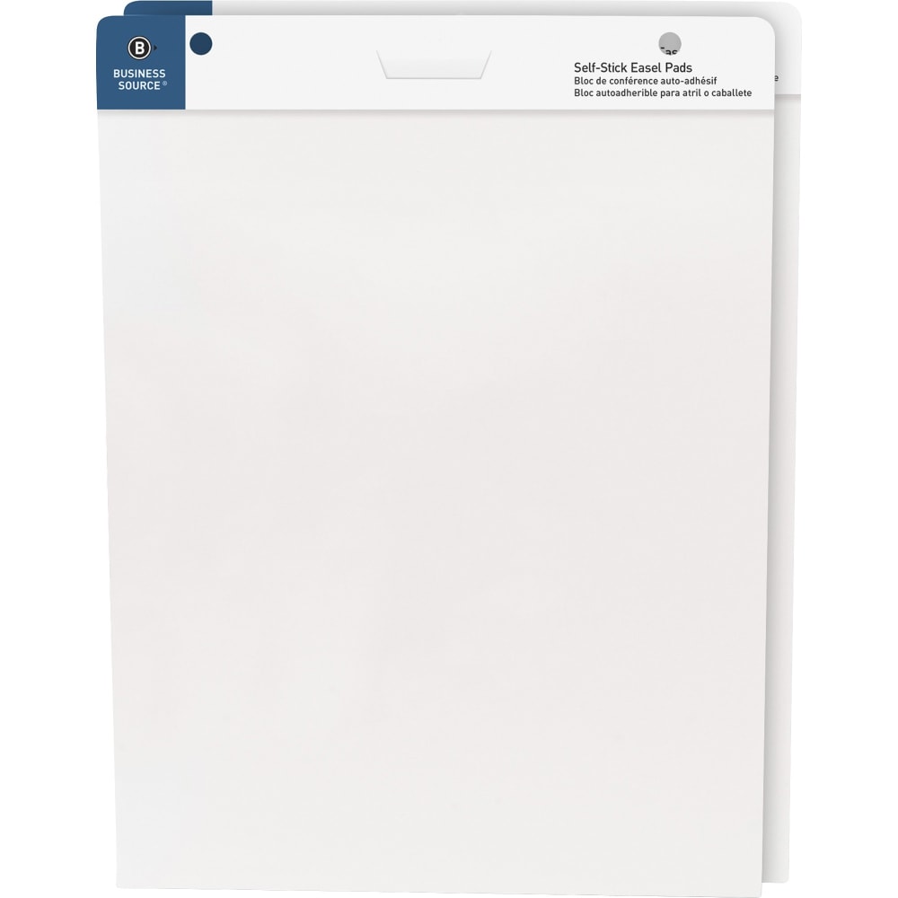 Business Source Self-stick Easel Pads - 30 Sheets - Plain - 25in x 30in - White Paper - Cardboard Cover - Self-stick - 2 / Carton (Min Order Qty 2) MPN:38591