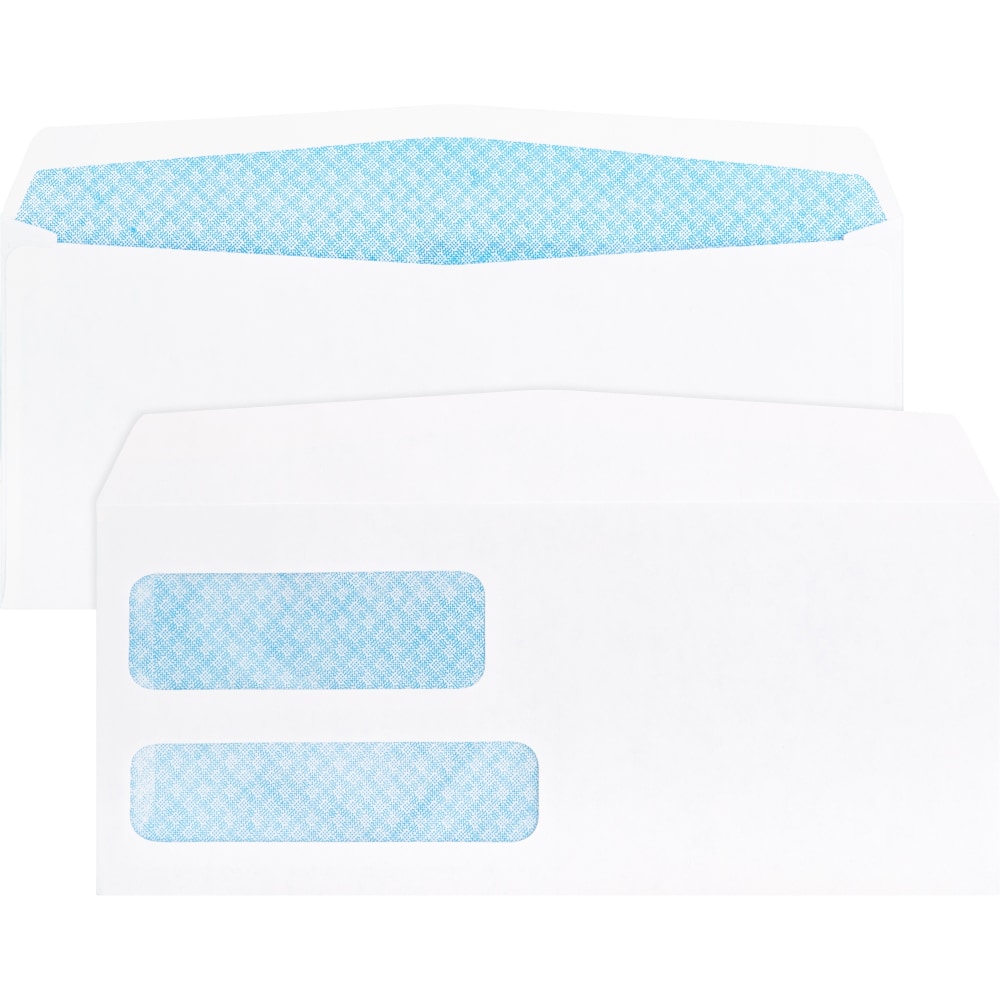 Business Source No. 9 Double Window Invoice Envelopes - Double Window - #9 - 8 7/8in Width x 3 7/8in Length - 24 lb - 500 / Box - White (Min Order Qty 2) MPN:36680