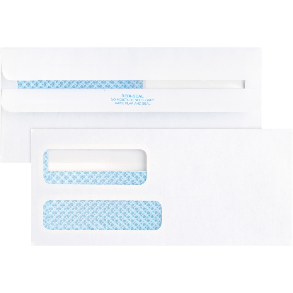 Business Source No. 9 Double Window Invoice Envelopes - Double Window - #9 - 8 7/8in Width x 3 7/8in Length - 24 lb - Self-sealing - 500 / Box - White MPN:36681