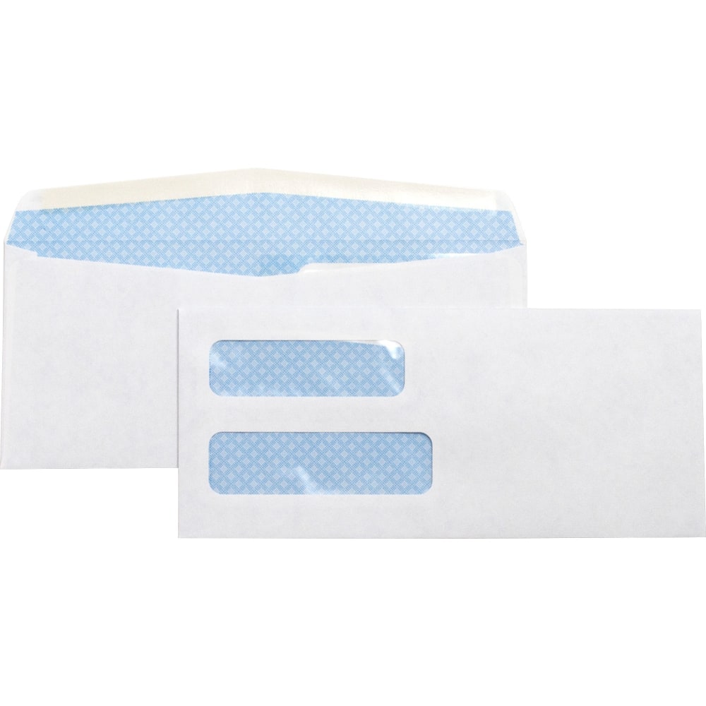 Business Source No. 10 Double-Window Invoice Envelopes - Double Window - #10 - 9 1/2in Width x 4 1/8in Length - 24 lb - Gummed - Wove - 500 / Box - White MPN:36694