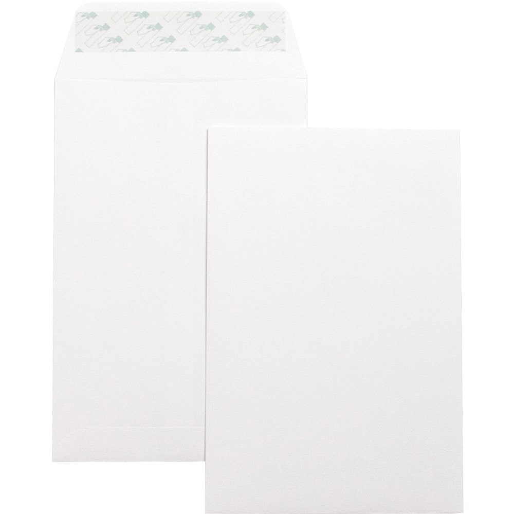 Business Source Self-Seal 6inx9in Catalog Envelopes - Catalog - 6in Width x 9in Length - 28 lb - Self-sealing - Wove - 100 / Box - White (Min Order Qty 3) MPN:42122