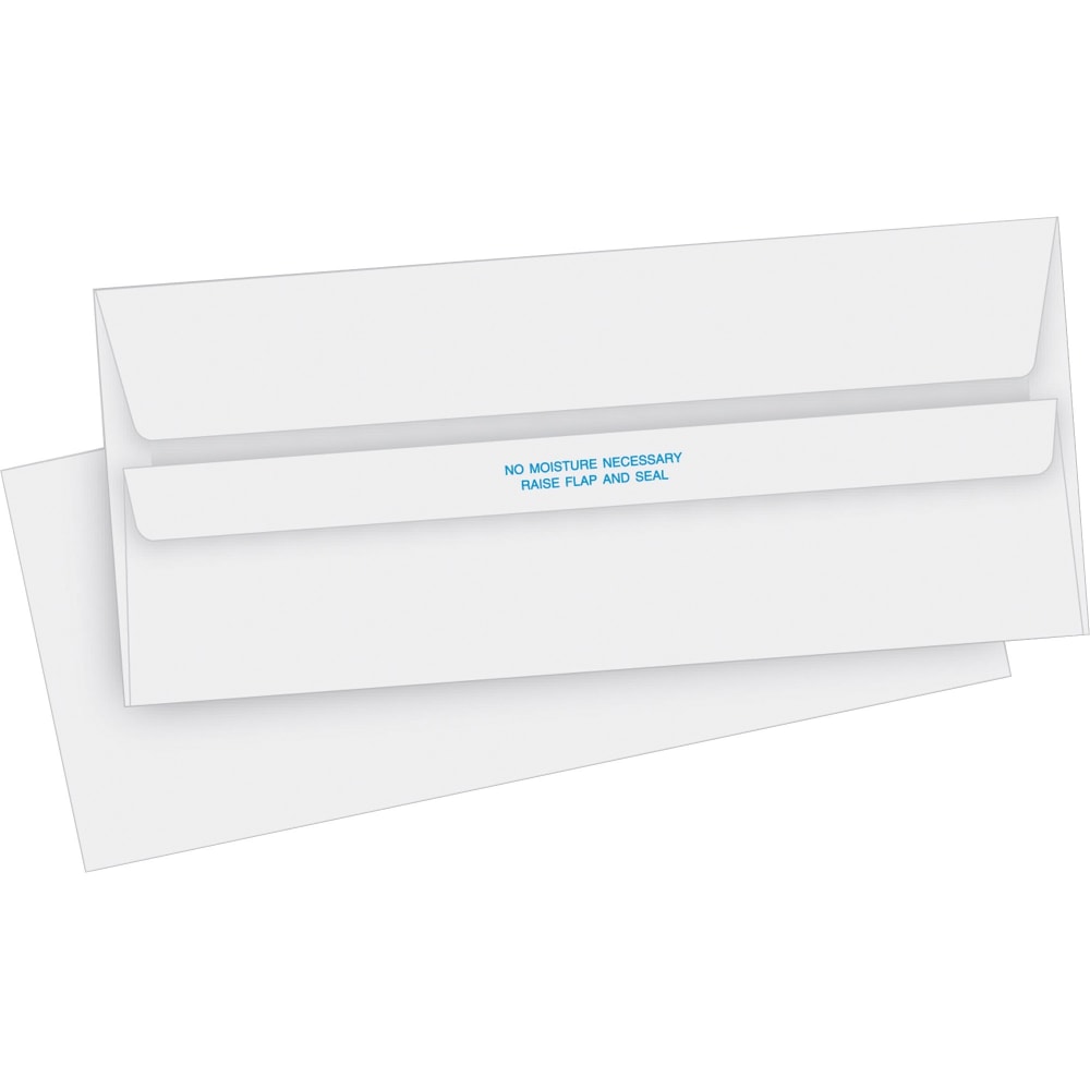 Business Source No. 10 Self-seal Invoice Envelopes - Business - #10 - 4 1/8in Width x 9 1/2in Length - 24 lb - Self-sealing - 500 / Box - White MPN:04644