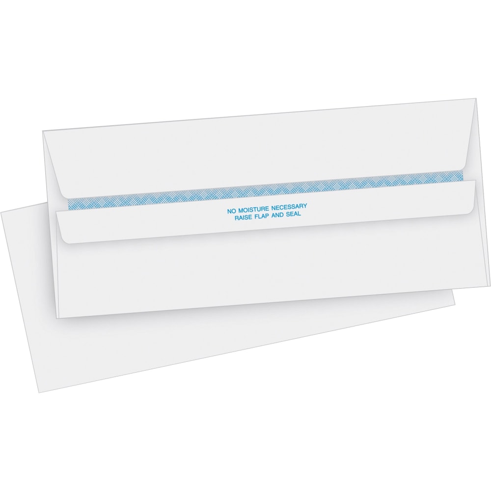 Business Source Regular Security Invoice Envelopes - Business - #10 - 4 1/8in Width x 9 1/2in Length - 24 lb - Self-sealing - 500 / Box - White MPN:04645