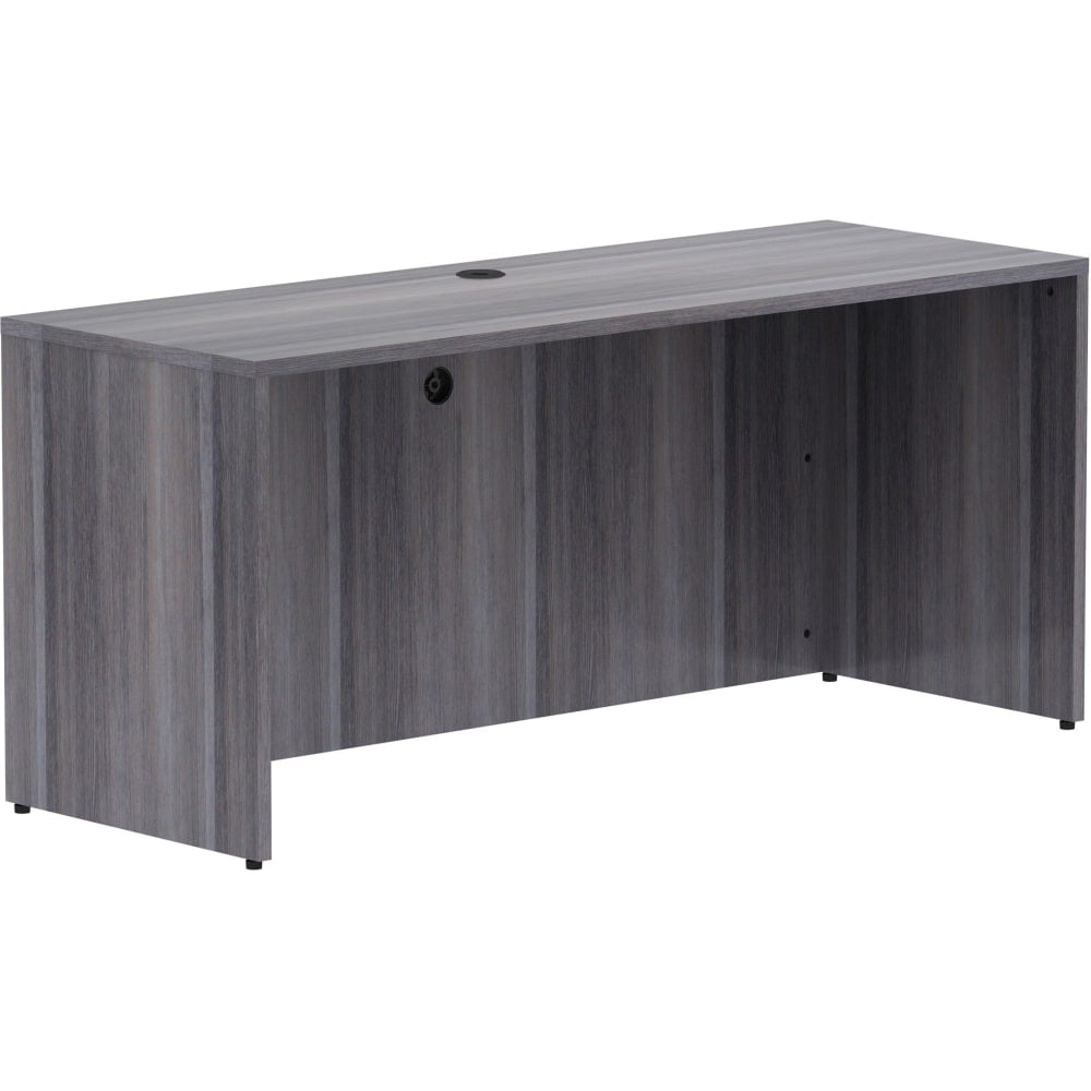 Lorell Essentials 66inW Computer Desk Credenza Shell, Weathered Charcoal/Silver Brush MPN:69596