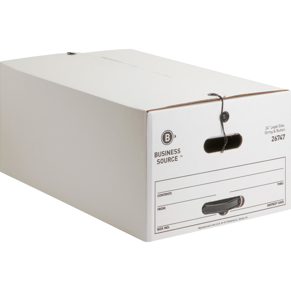 Business Source Medium-Duty Storage Boxes, Legal Size, 15in x 24in x 10in, White, Box Of 12 MPN:26747