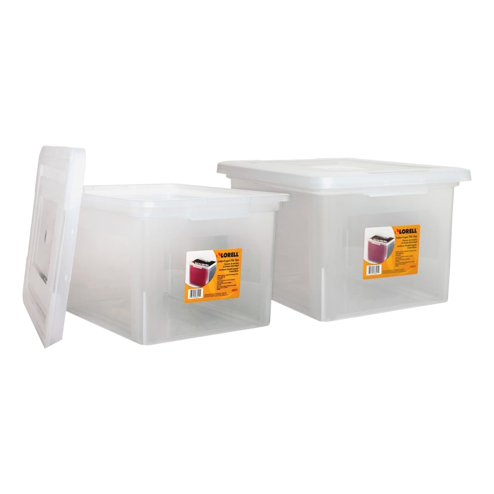 Lorell Storage File Boxes With Lift-Off Lids, Letter/Legal Size, 18in x 14 1/4in x 11in, Clear, Case Of 2 (Min Order Qty 2) MPN:LLR68925BD