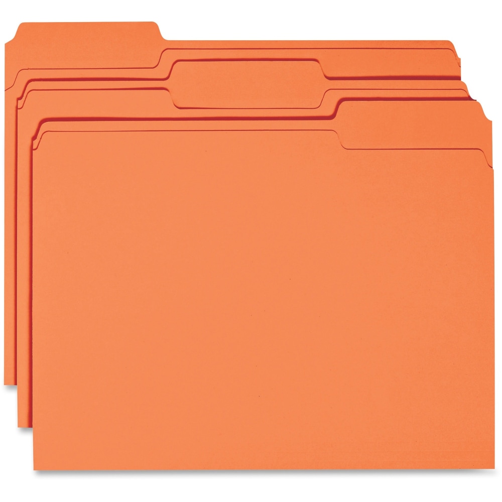 Business Source 1/3 Tab Cut Top Tab File Folders, 8-1/2in x 11in, Orange, Box Of 100 Folders (Min Order Qty 2) MPN:44105