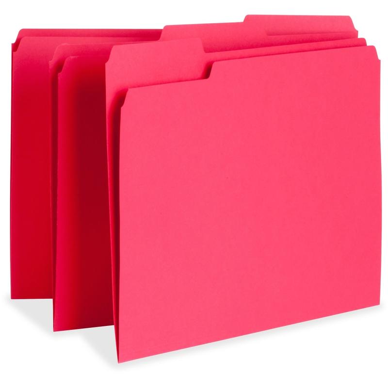 Business Source Color-Coding Top-Tab File Folders, Letter Size, Red, Box Of 100 Folders (Min Order Qty 2) MPN:65776