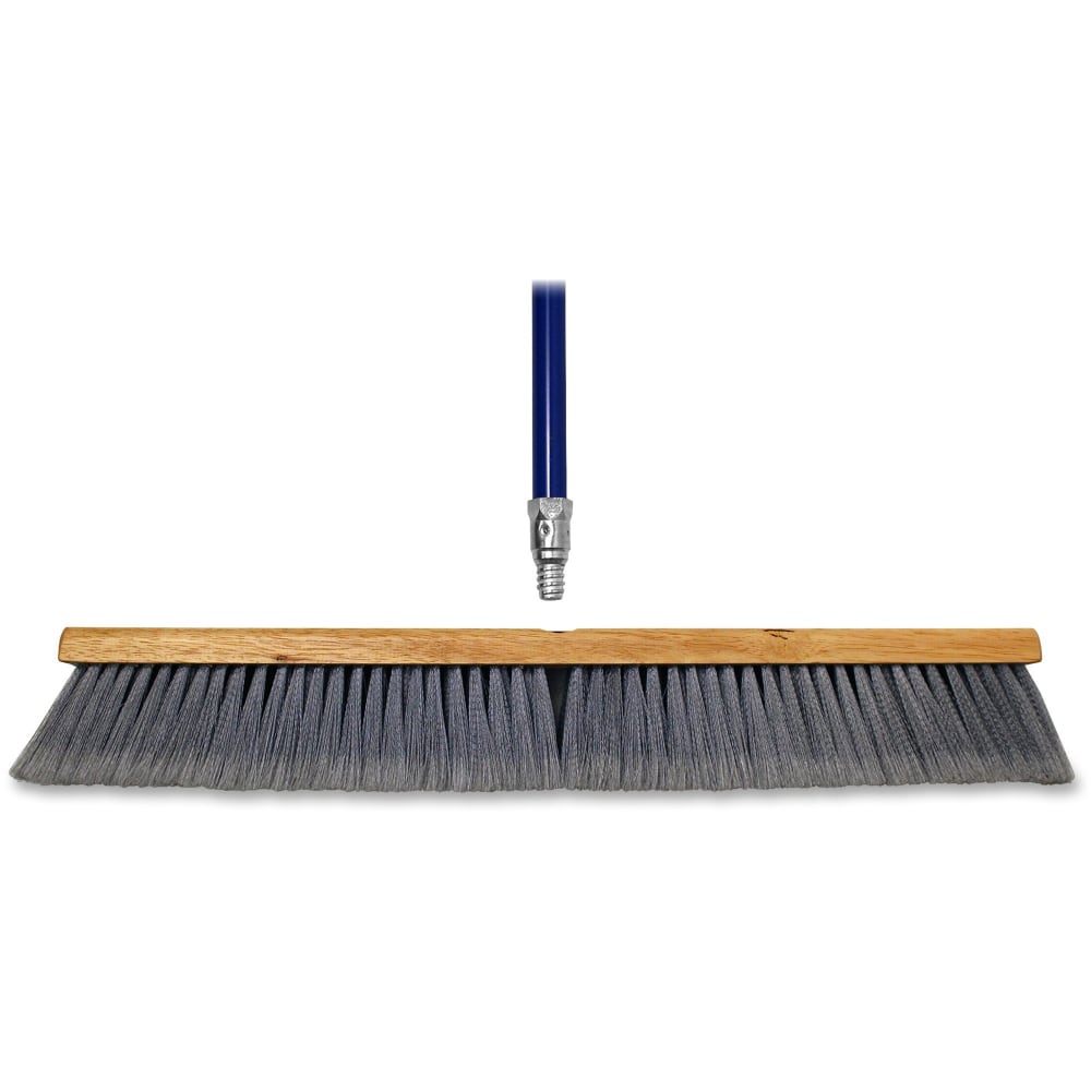 Genuine Joe Floor Sweep - 24in Handle Width - 60in Handle Length - Metal Handle - 1 Each - Gray (Min Order Qty 2) MPN:30125