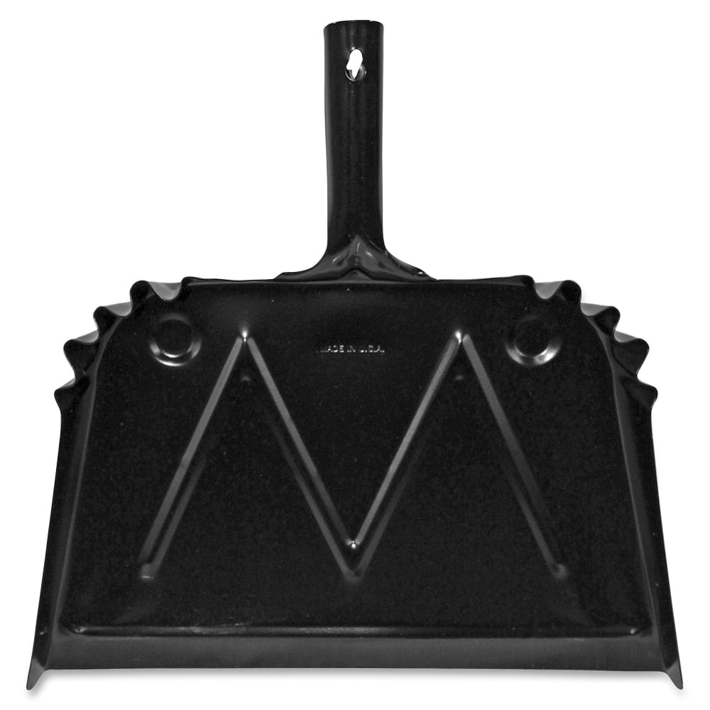 Genuine Joe Heavy-Duty Metal Dustpan - 16in Wide - Steel - Black - 1 Each (Min Order Qty 4) MPN:85151