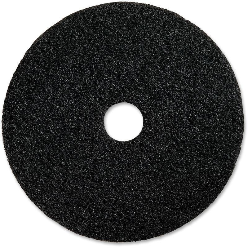 Genuine Joe Black Floor Stripping Pad - 16in Diameter - 5/Carton x 16in Diameter x 1in Thickness - Resin, Fiber - Black (Min Order Qty 3) MPN:90216