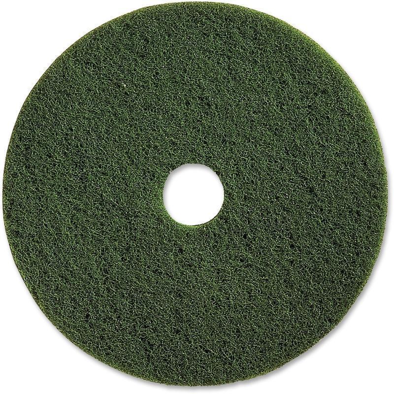 Genuine Joe 13in Scrubbing Floor Pad - 13in Diameter - 5/Carton x 13in Diameter x 1in Thickness - Scrubbing, Floor - 175 rpm to 800 rpm Speed Supported - Heavy Duty, Dirt Remover, Long Lasting - Fiber - Green (Min Order Qty 4) MPN:90313