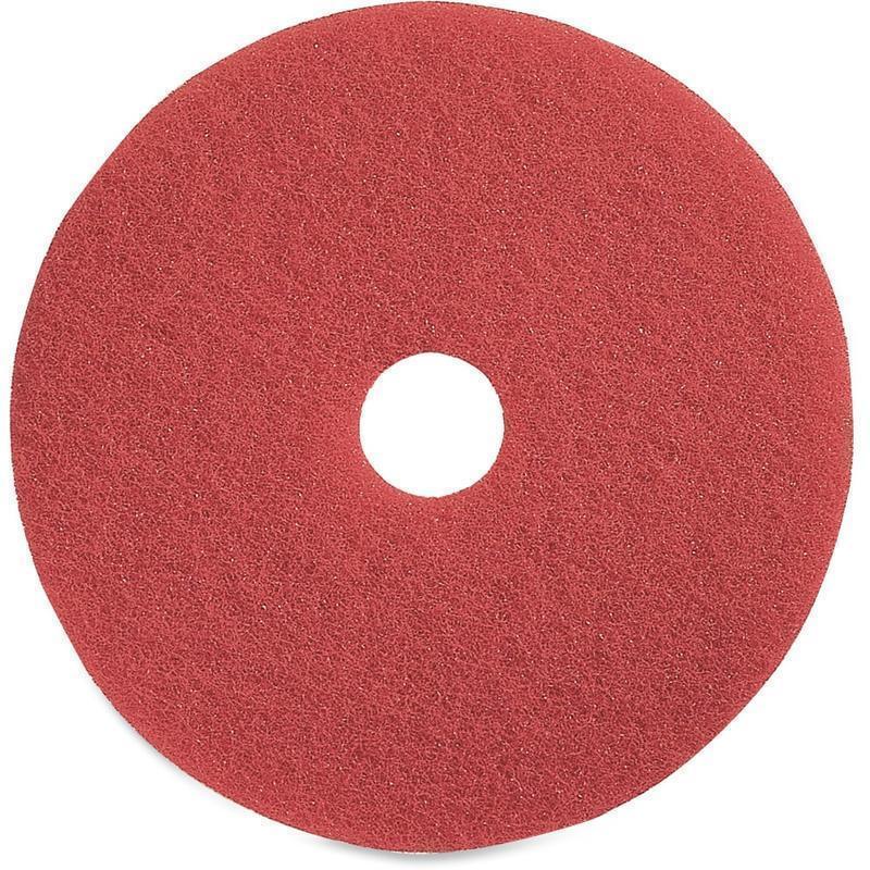 Genuine Joe Red Buffing Floor Pad - 16in Diameter - 5/Carton x 16in Diameter x 1in Thickness - Floor, Buffing, Scrubbing - 175 rpm to 350 rpm Speed Supported - Flexible, Resilient, Rotate, Dirt Remover, Scuff Mark Remover, Heel Mark R (Min Order Qty 4) MP