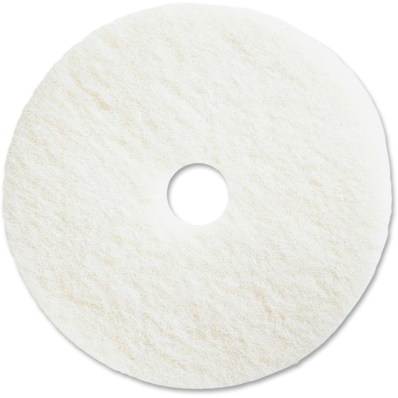 Genuine Joe Polishing Floor Pad - 13in Diameter - 5/Carton x 13in Diameter x 1in Thickness - Floor, Polishing - 175 rpm to 350 rpm Speed Supported - Resilient, Flexible, Non-abrasive, Dirt Remover, Rotate - Resin, Fiber - White (Min Order Qty 4) MPN:90513