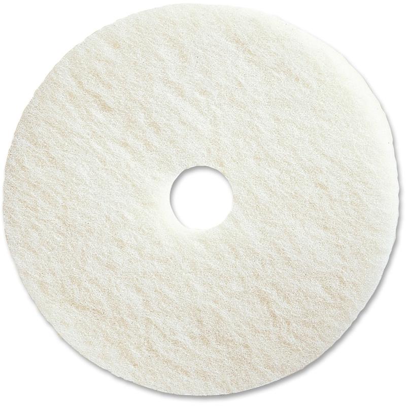 Genuine Joe Polishing Floor Pad - 17in Diameter - 5/Carton x 17in Diameter x 1in Thickness - Polishing, Floor - 175 rpm to 350 rpm Speed Supported - Resilient, Flexible, Dirt Remover, Soft, Non-abrasive - Fiber, Resin - White (Min Order Qty 3) MPN:90517