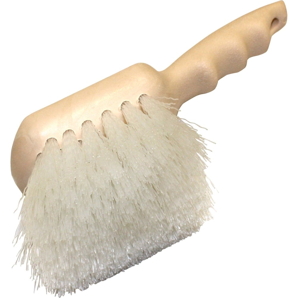 Genuine Joe Nylon Utility Brush - Nylon Bristle - 9in Handle Length - 1 Each - White (Min Order Qty 9) MPN:98215