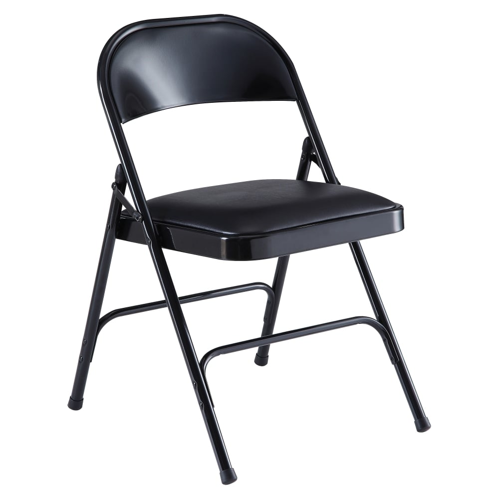 Lorell Vinyl Padded Folding Chairs, Black, Set Of 4 Chairs MPN:62526