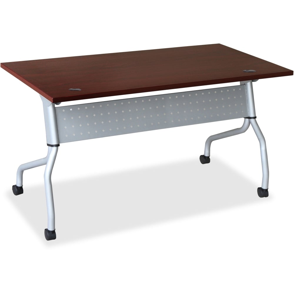 Lorell Flip Top Training Table, 60inW, Mahogany/Silver MPN:60717