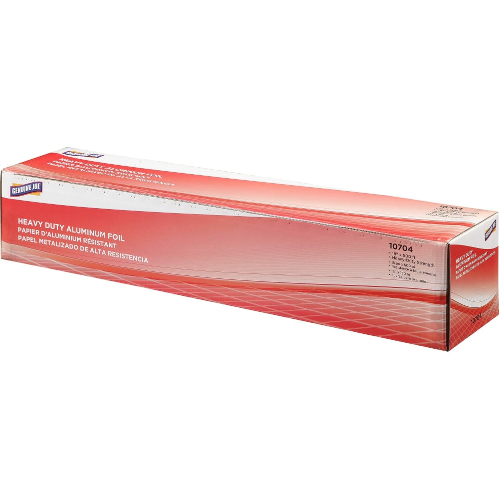 Genuine Joe Heavy-duty Aluminum Foil - 18in Width x 500 ft Length - Heavy Duty, Sturdy, Dispenser, Pliable - Aluminum - Silver - 1Each (Min Order Qty 2) MPN:10704