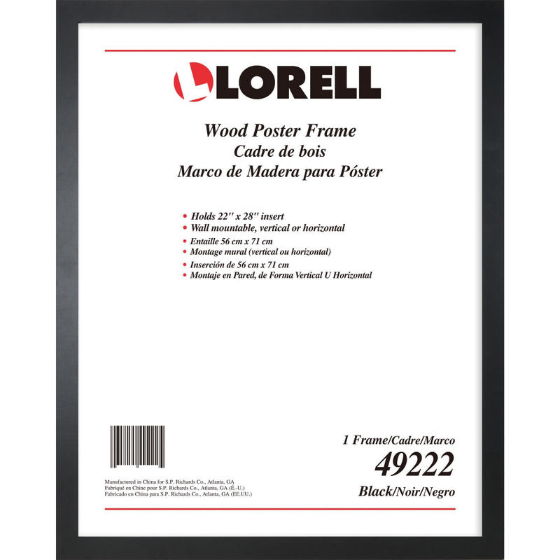 Lorell Solid Wood Poster Frame - 22in x 28in Frame Size - Rectangle - Horizontal, Vertical - 1 Each - Black (Min Order Qty 3) MPN:49222