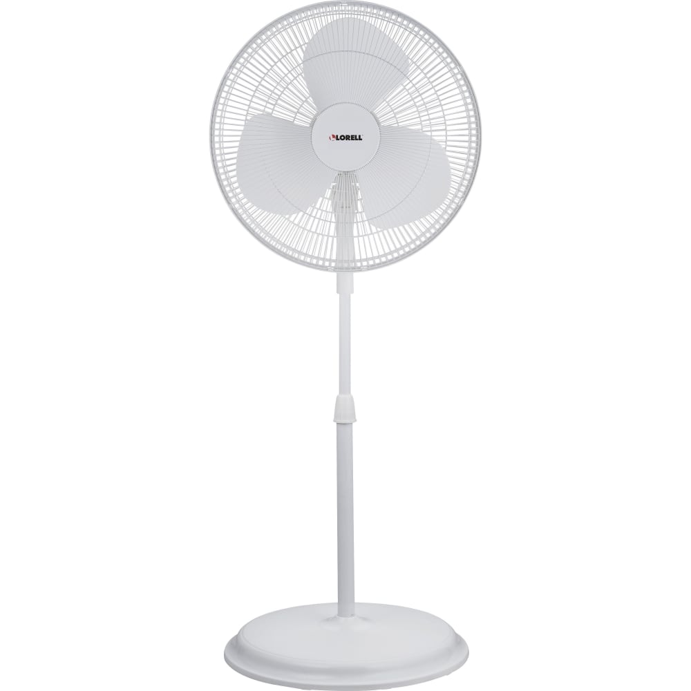 Lorell Pedestal Fan - 16in Diameter - 3 Speed - Oscillating, Tilt Adjustment - 47.3in Height x 17.8in Width x 17.8in Depth - Plastic - White MPN:00074