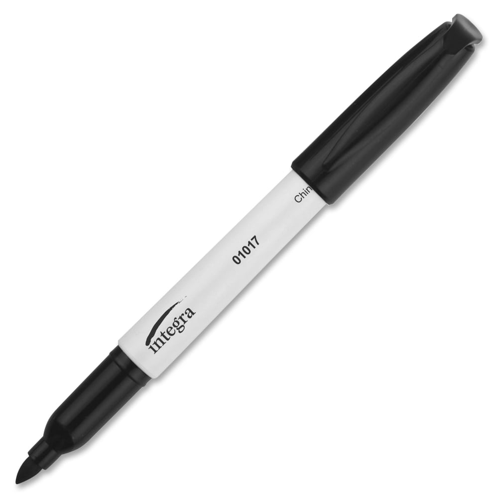 Integra Bullet Tip Dry-erase Whiteboard Markers - Bullet Marker Point Style - Black Alcohol Based Ink - Black Barrel - 12 / Dozen (Min Order Qty 11) MPN:01017