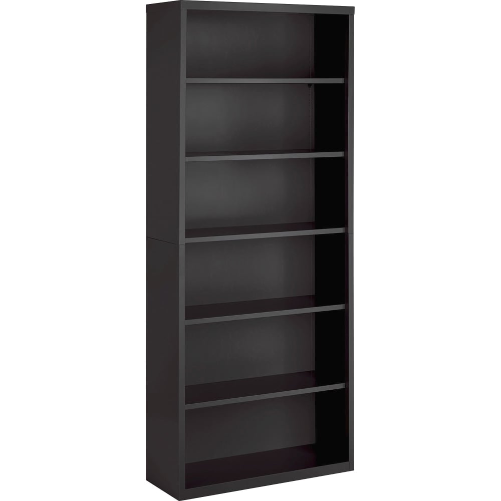 Lorell Fortress 82inH 6-Shelf Contemporary Bookcase, Gray/Dark Finish, Standard Delivery MPN:LLR59695