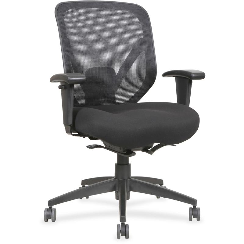 Lorell Self-Tilt Mid-Back Chair, Fabric Back, Black MPN:20017