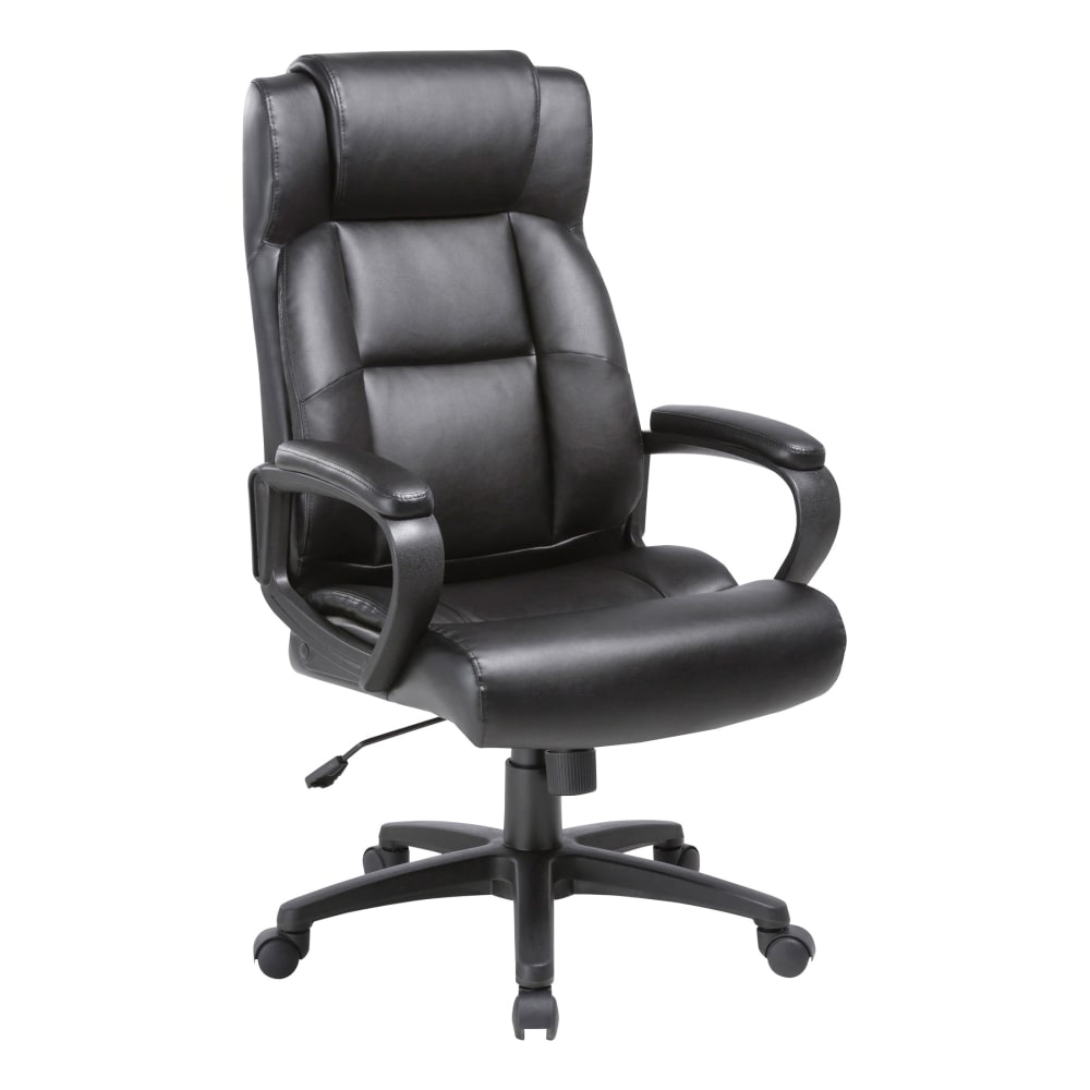 Lorell SOHO Ergonomic Bonded Leather High-Back Executive Chair, Black MPN:41844