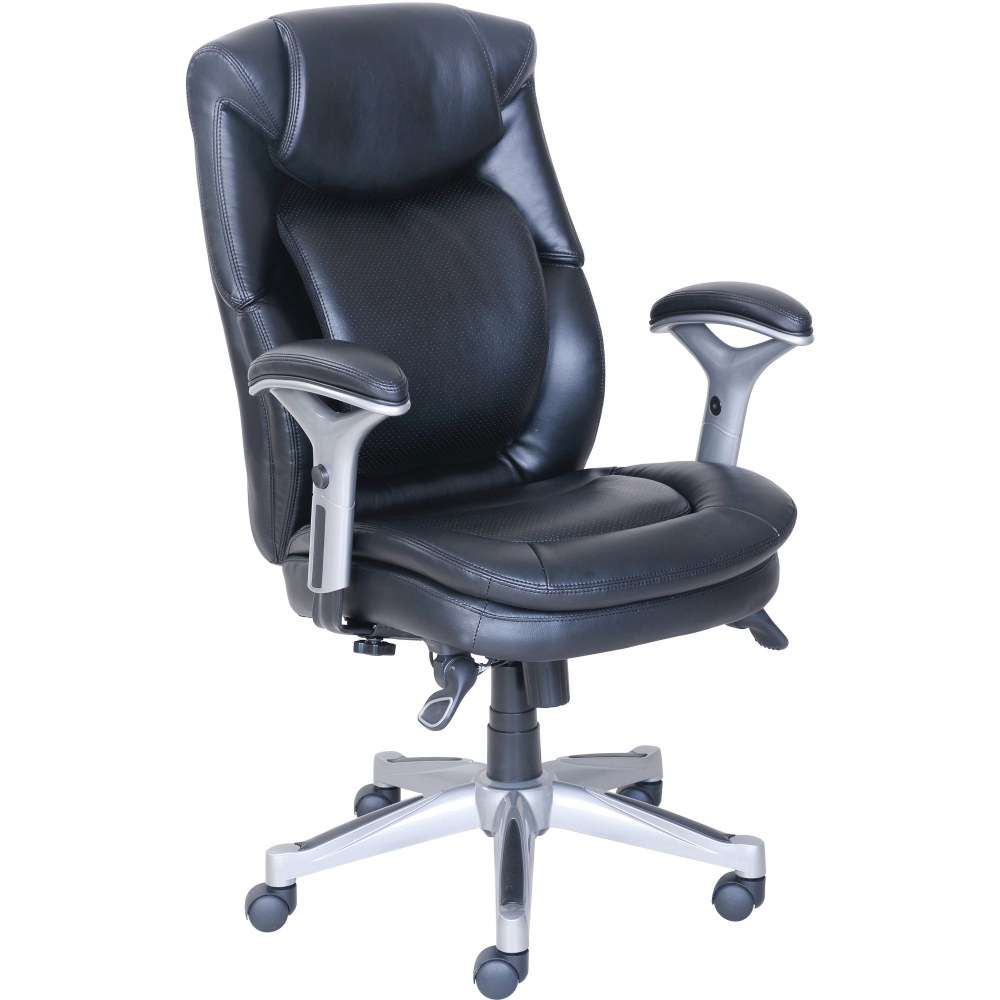 Lorell Wellness by Design Ergonomic Bonded Leather Executive Chair, With Flexible Kinetic Lumbar, Black MPN:47920