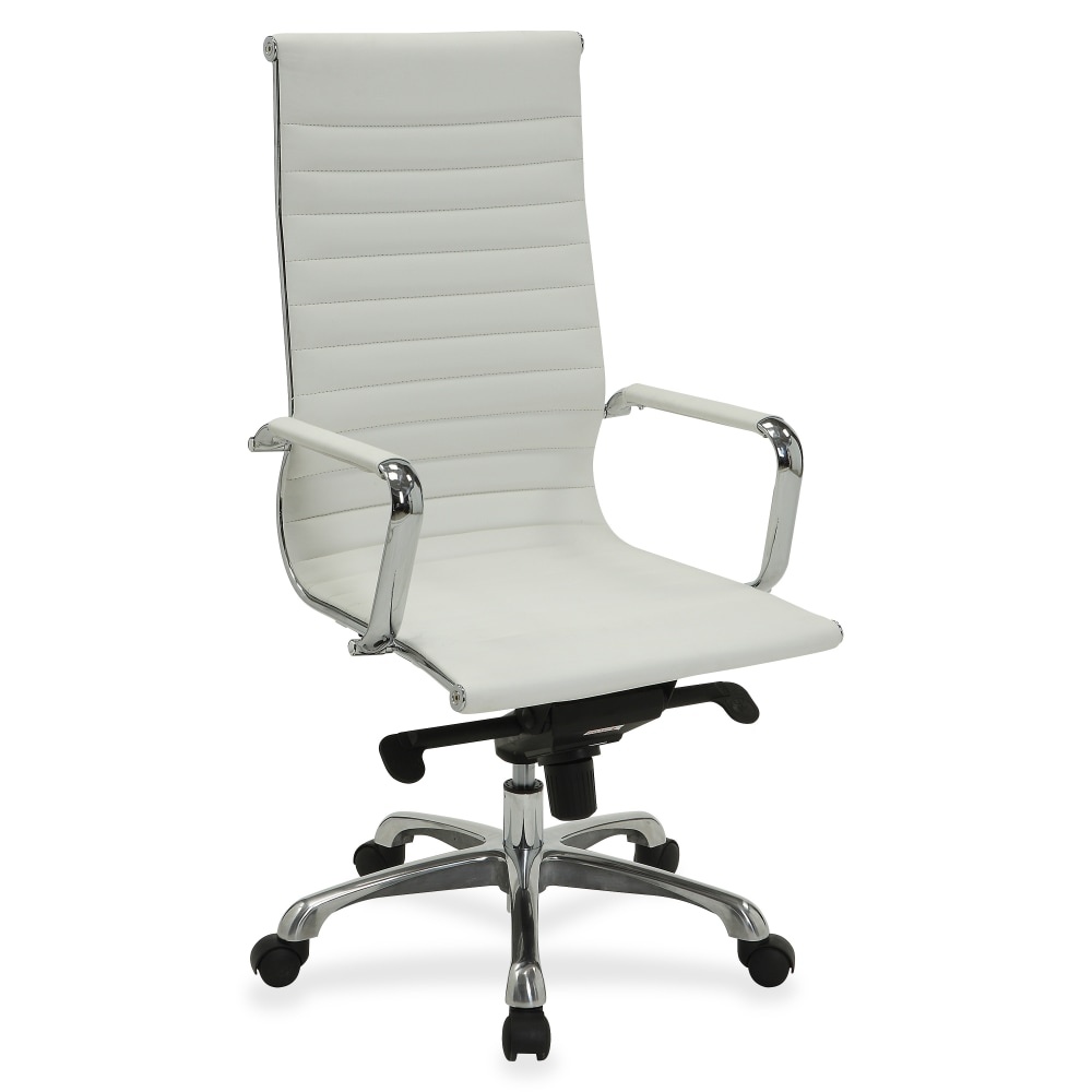 Lorell Modern Ergonomic Bonded Leather High-Back Chair, White MPN:59502