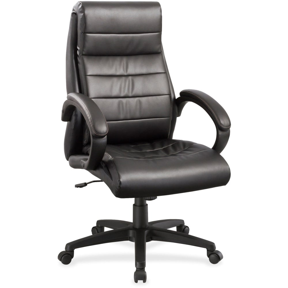 Lorell Deluxe Ergonomic Bonded Leather High-Back Chair, Black MPN:59532