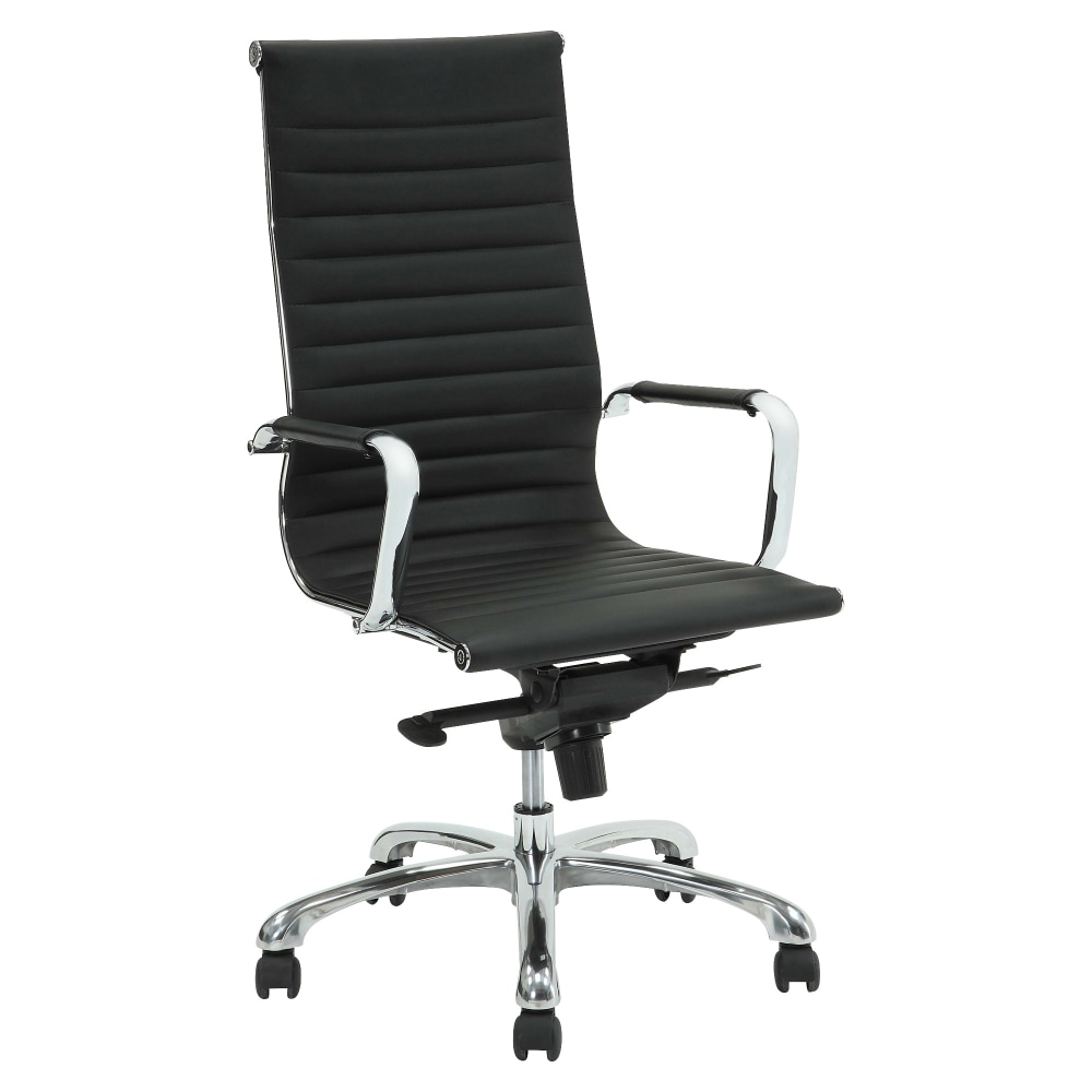 Lorell Modern Ergonomic Bonded Leather High-Back Chair, Black MPN:59537