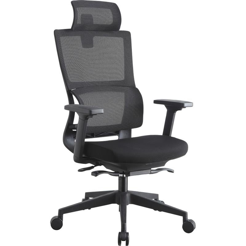 Lorell Ergonomic Mesh High-Back Chair With Headrest, Black MPN:81998