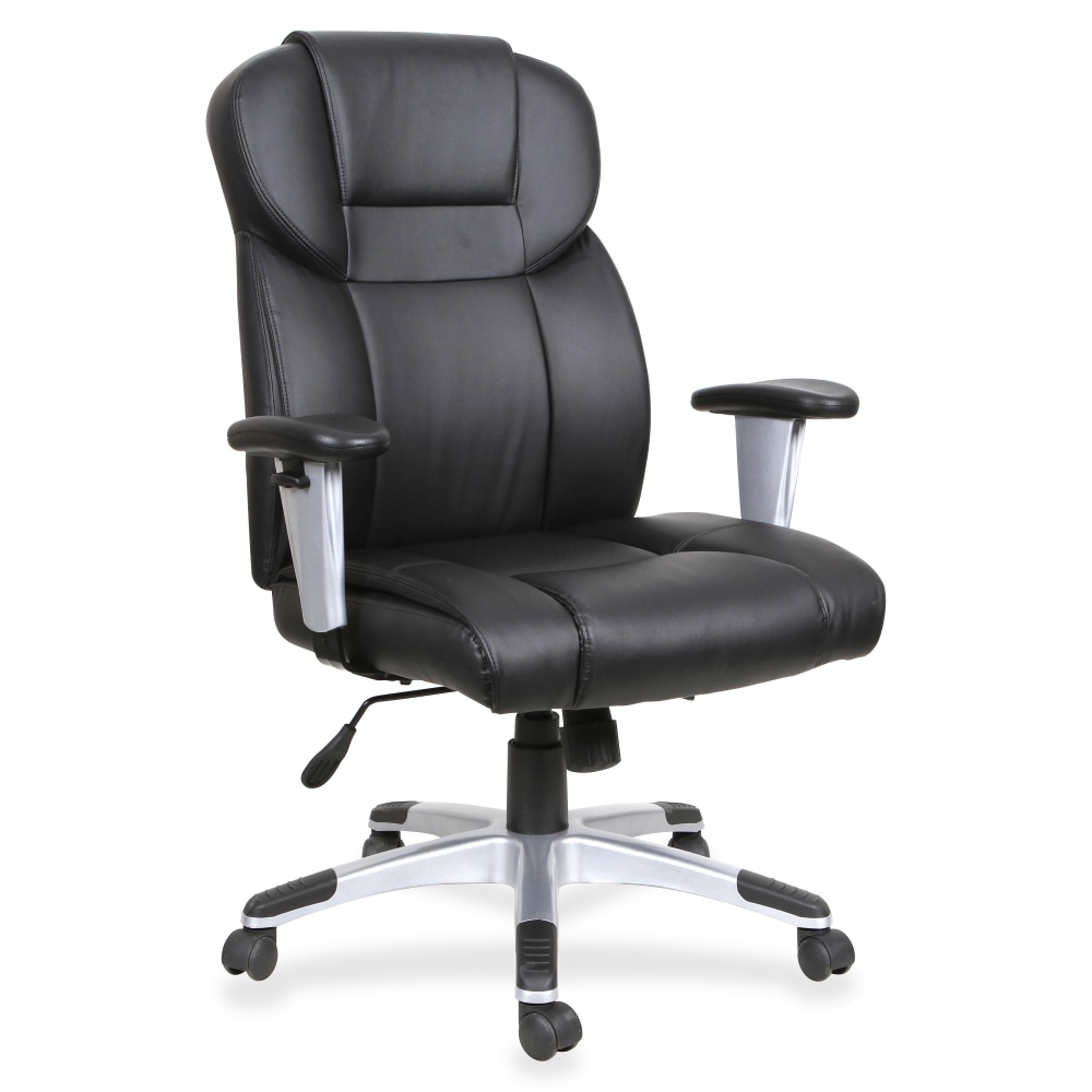 Lorell SOHO Ergonomic Bonded Leather High-Back Executive Chair, T Arms, Black MPN:83308