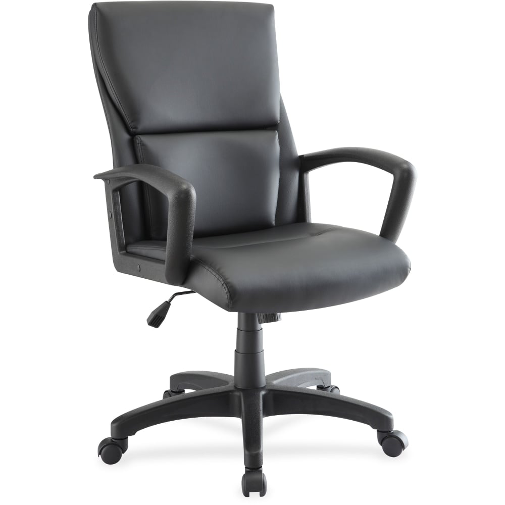 Lorell European Ergonomic Bonded Leather Mid-Back Executive Chair, Black MPN:84570