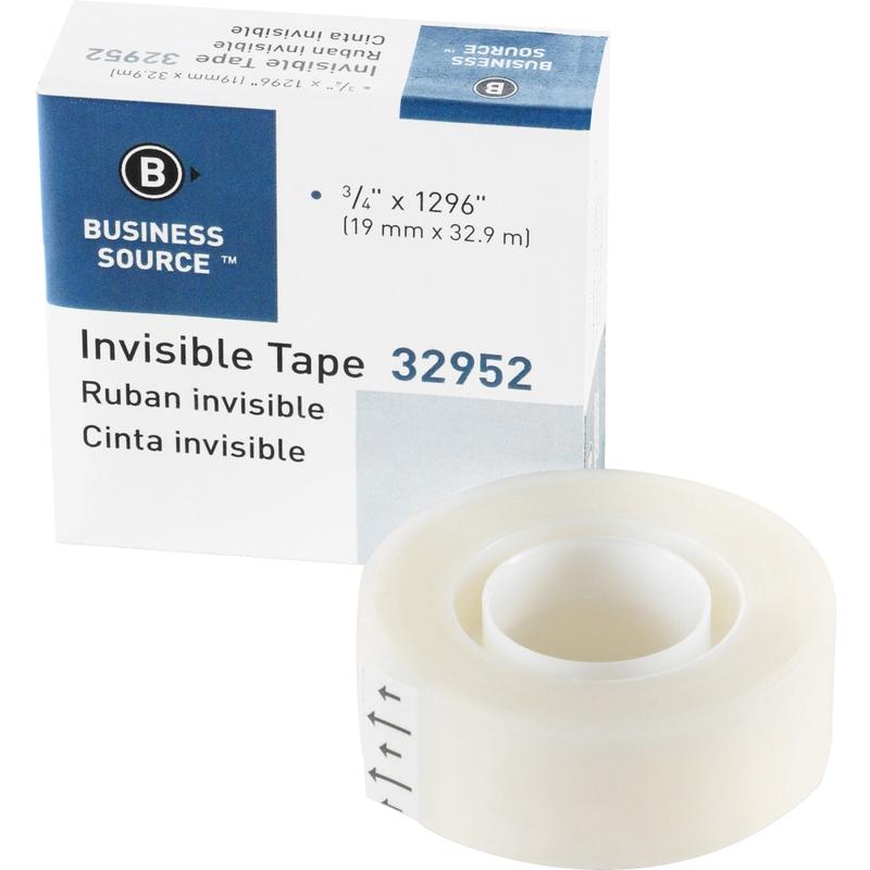 Business Source Invisible Tape Dispenser Refill Roll - 36 yd Length x 0.75in Width - 1in Core - 12 / Box (Min Order Qty 4) MPN:32952BX