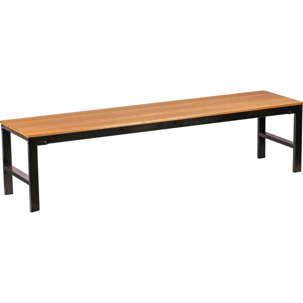 Lorell Faux Wood Outdoor Bench, Teak/Black MPN:LLR42688