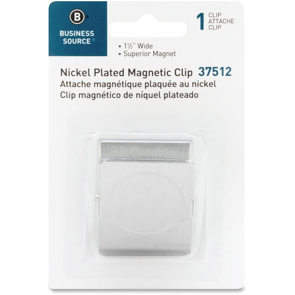 Business Source Nickel-Plated Magnetic Clip, 1-1/2in, Chrome (Min Order Qty 26) MPN:37512