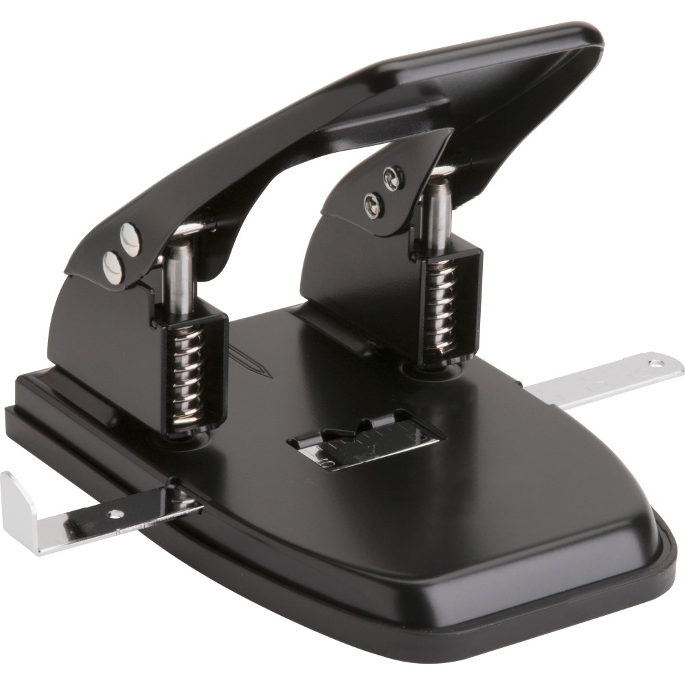 Business Source Heavy-duty 2-Hole Punch - 2 Punch Head(s) - 30 Sheet of 20lb Paper - 9/32in Punch Size - Round Shape - Black (Min Order Qty 7) MPN:65626