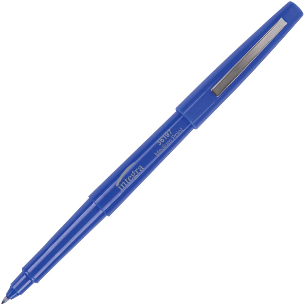 Integra Ballpoint Pens, Medium Point, Blue Barrel, Blue Ink, Pack Of 12 Pens (Min Order Qty 13) MPN:36197