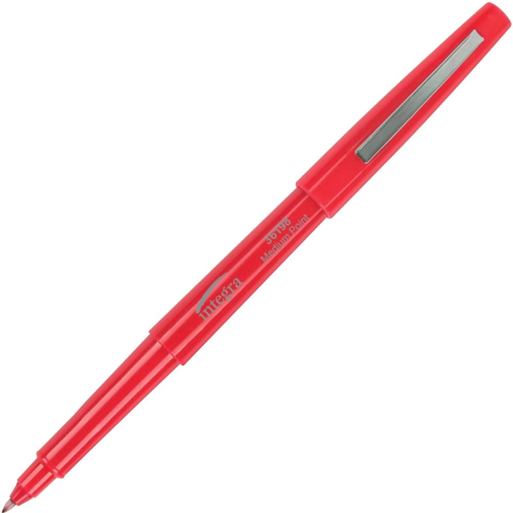 Integra Medium-point Pen - Medium Pen Point - Red Water Based Ink - Red Barrel - 12 / Dozen (Min Order Qty 12) MPN:36198