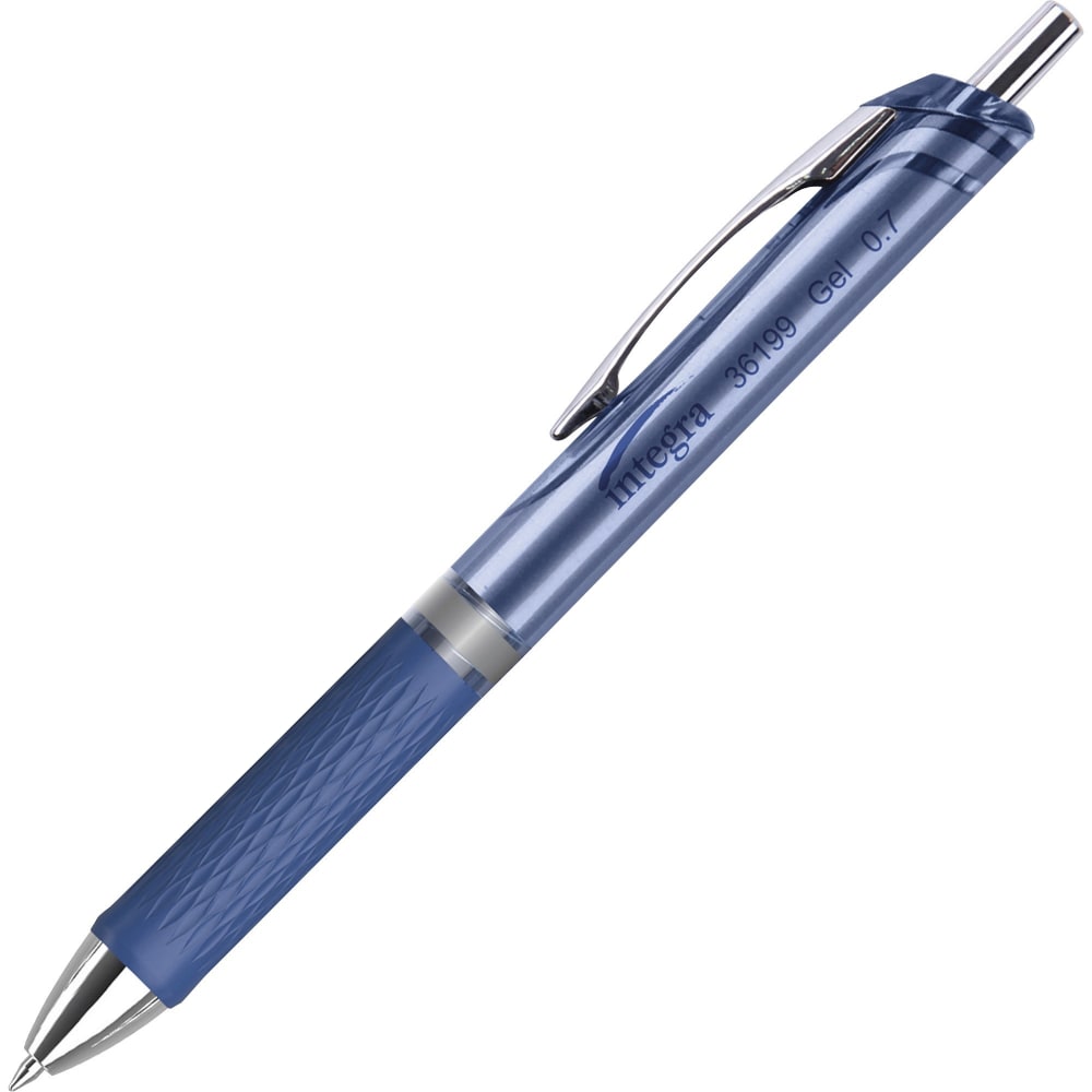 Integra Retractable Gel Ink Pens, Medium Point, 0.7 mm, Blue Barrel, Blue Ink, Pack Of 12 Pens (Min Order Qty 7) MPN:36200