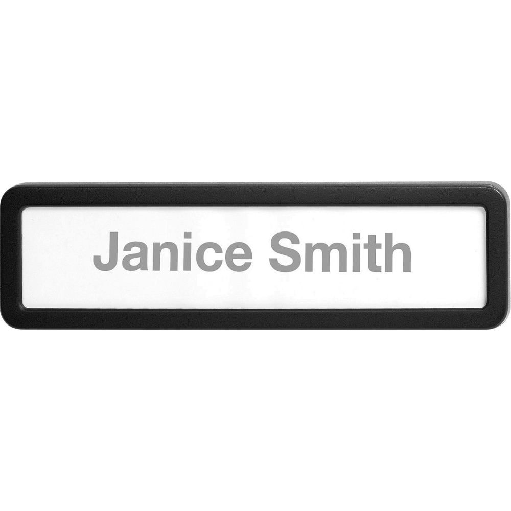 Lorell Recycled Cubicle Nameplate - 1 Each - 0.9in Width x 2.7in Height - Wall - Plastic - Black (Min Order Qty 9) MPN:80669