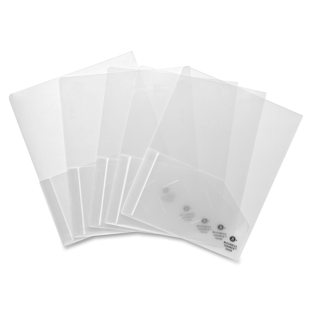 Business Source Poly Portfolios, Letter Size, 60-Sheet Capacity, Clear, Pack of 5 (Min Order Qty 12) MPN:78499