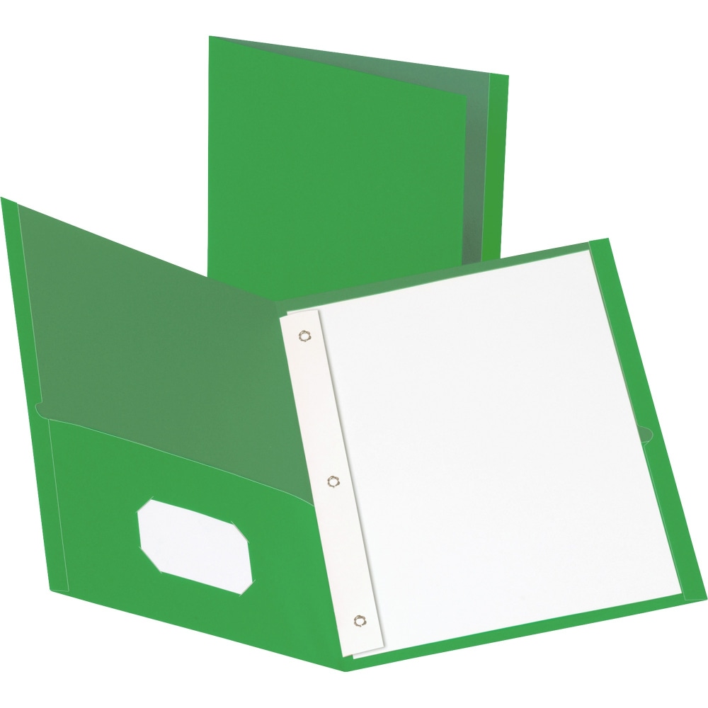 Business Source Leatherette Storage Pockets Fastener Folders, Letter Size, 8 1/2in x 11in, Green, Box Of 25 Folders (Min Order Qty 2) MPN:78509