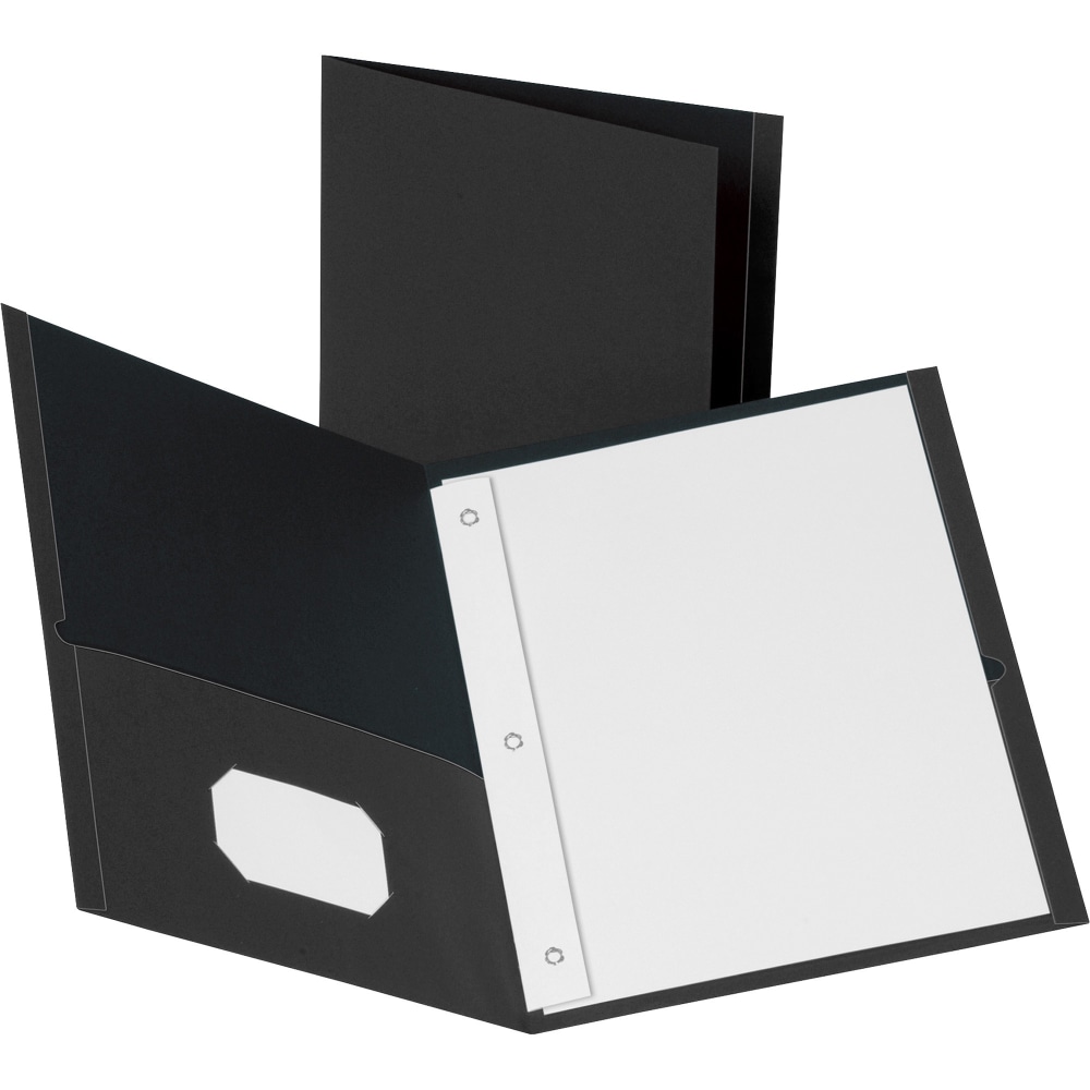 Business Source Leatherette Storage Pockets Fastener Folders, 8 1/2in x 11in, Letter Size, Black, Box Of 25 Folders (Min Order Qty 3) MPN:78532