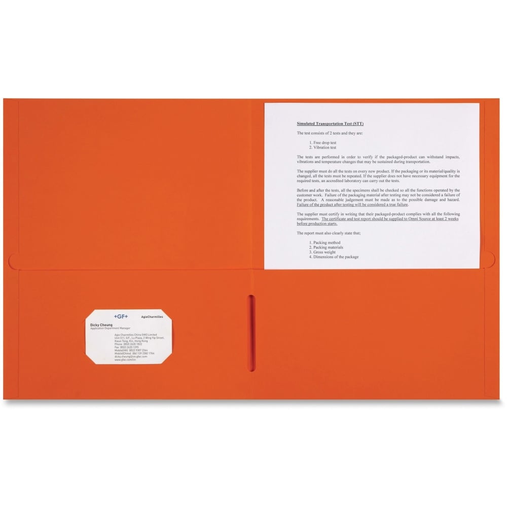 Sparco Leatherette Portfolio, 8-1/2in x 11in, 2 Pocket, Orange, Box of 25 (Min Order Qty 6) MPN:78551