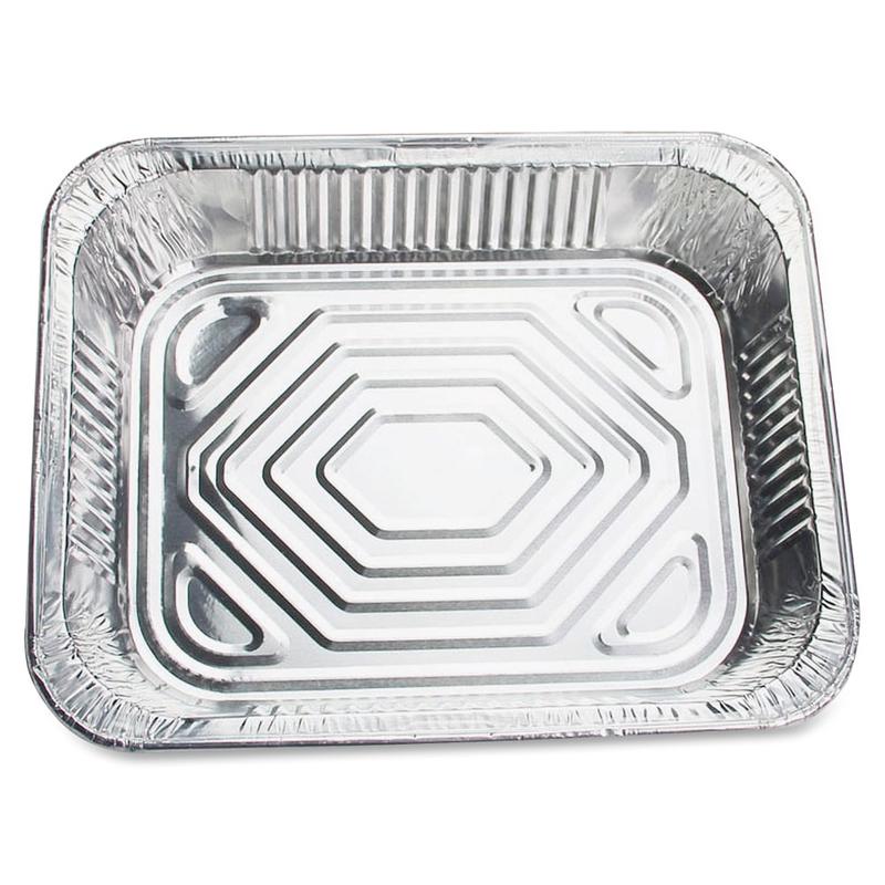 Genuine Joe Half-size Disposable Aluminum Pan - Cooking, Serving - Disposable - 0.5in Diameter - Silver - Aluminum Body - 100 / Carton MPN:10702